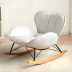 Wingback Faux Leather Rocking Chair with Ottoman for Indoor