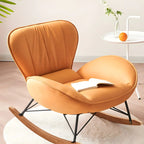 Wingback Faux Leather Rocking Chair with Ottoman for Indoor