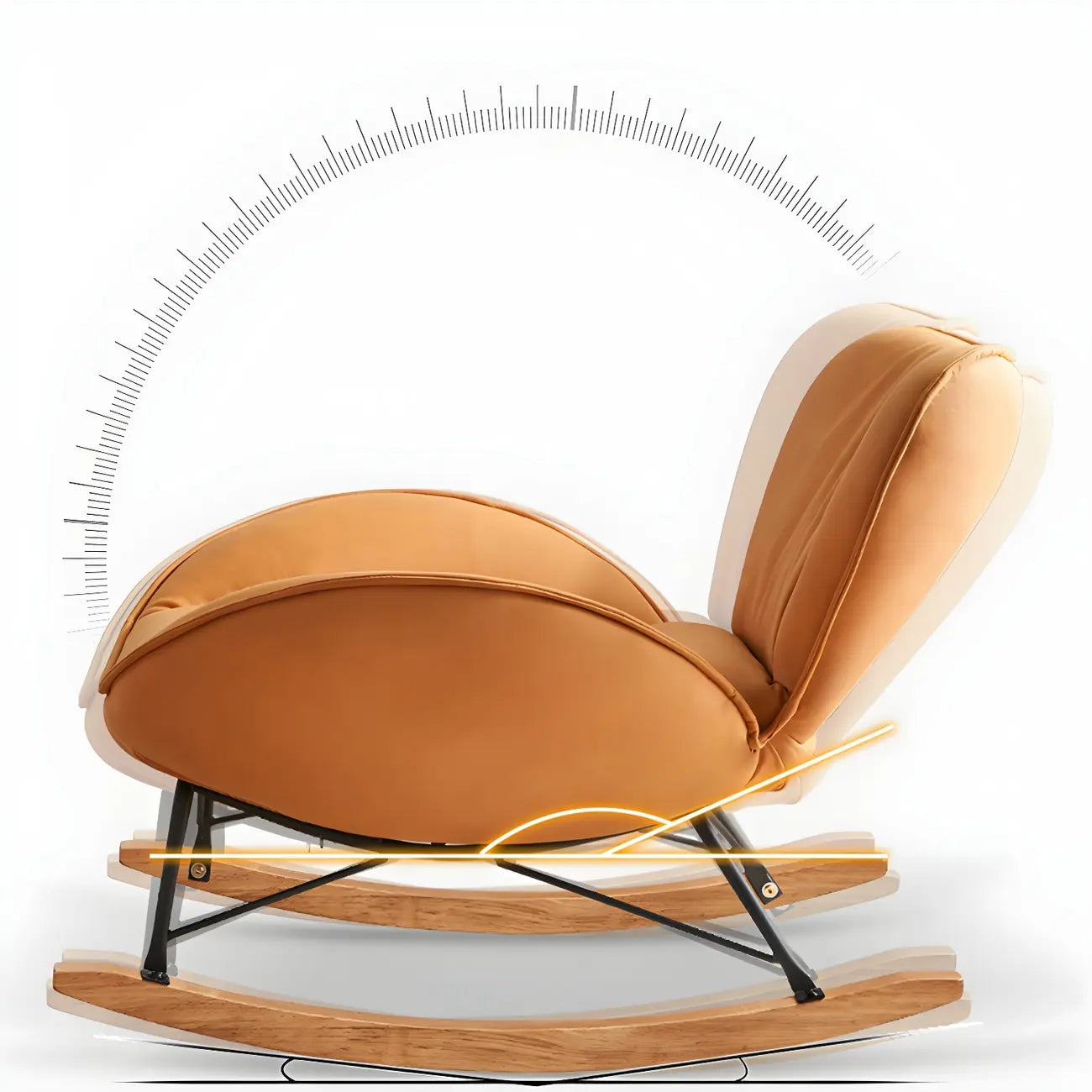 Wingback Faux Leather Rocking Chair with Ottoman for Indoor