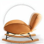 Wingback Faux Leather Rocking Chair with Ottoman for Indoor