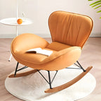 Wingback Faux Leather Rocking Chair with Ottoman for Indoor