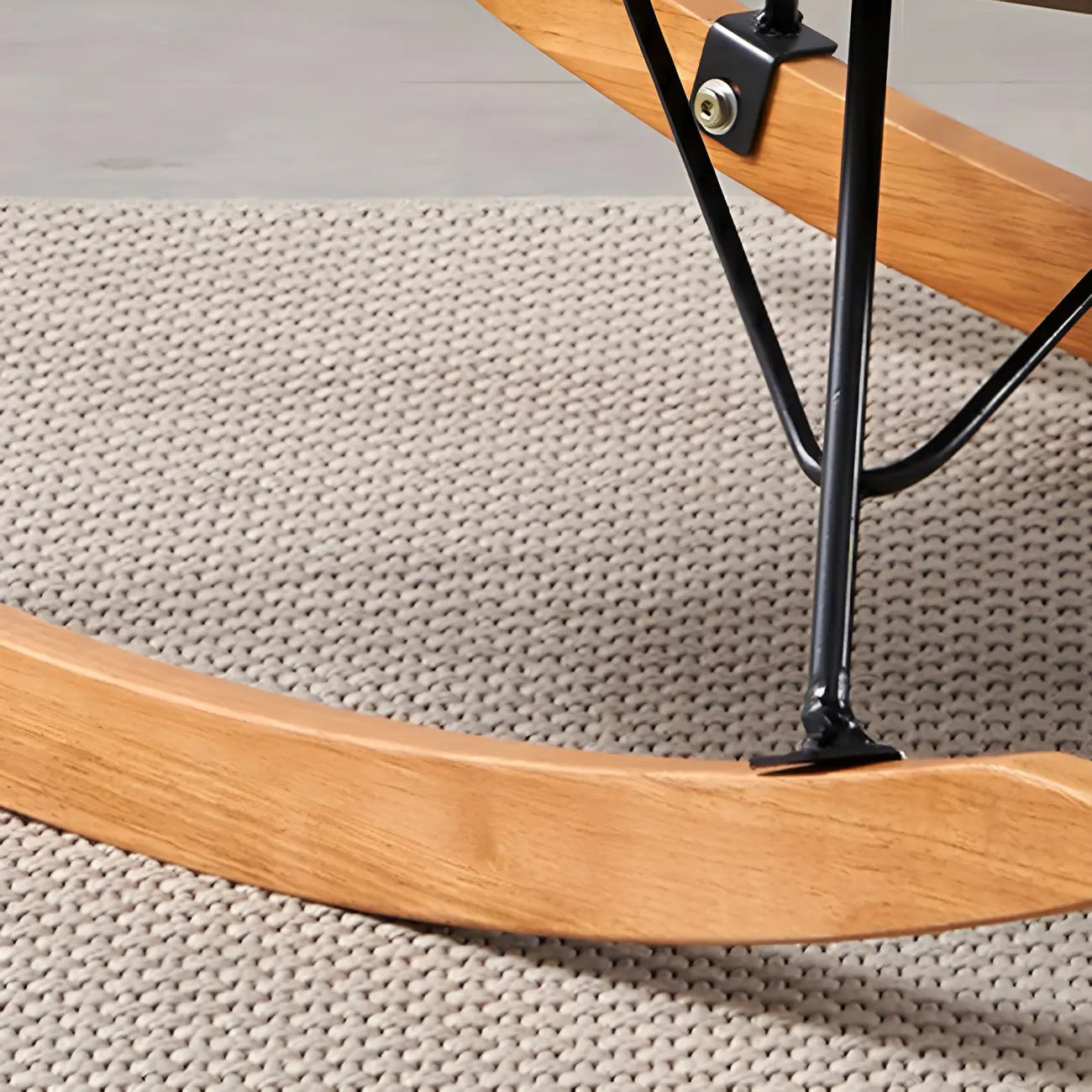 Wingback Faux Leather Rocking Chair with Ottoman for Indoor