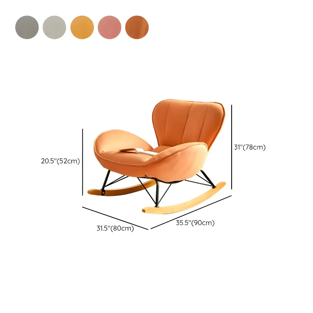 Wingback Faux Leather Rocking Chair with Ottoman for Indoor