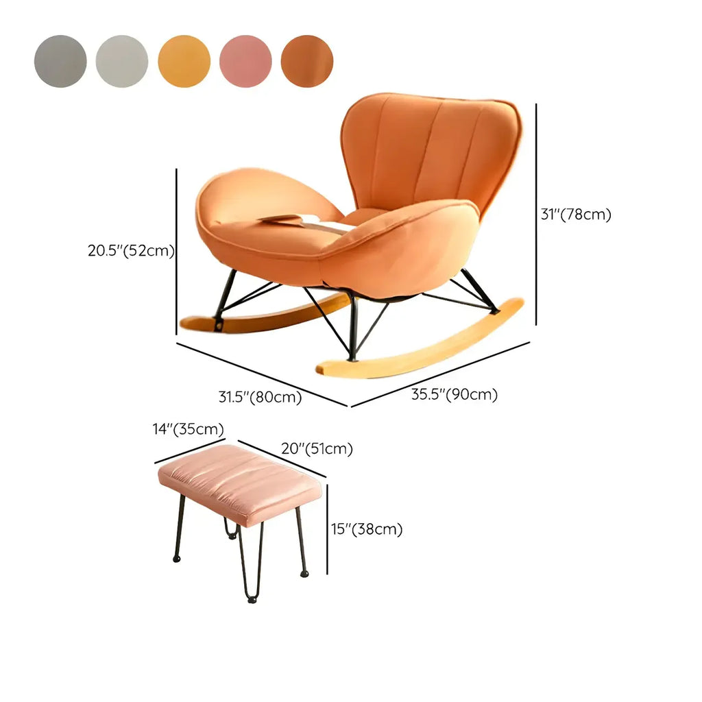 Wingback Faux Leather Rocking Chair with Ottoman for Indoor