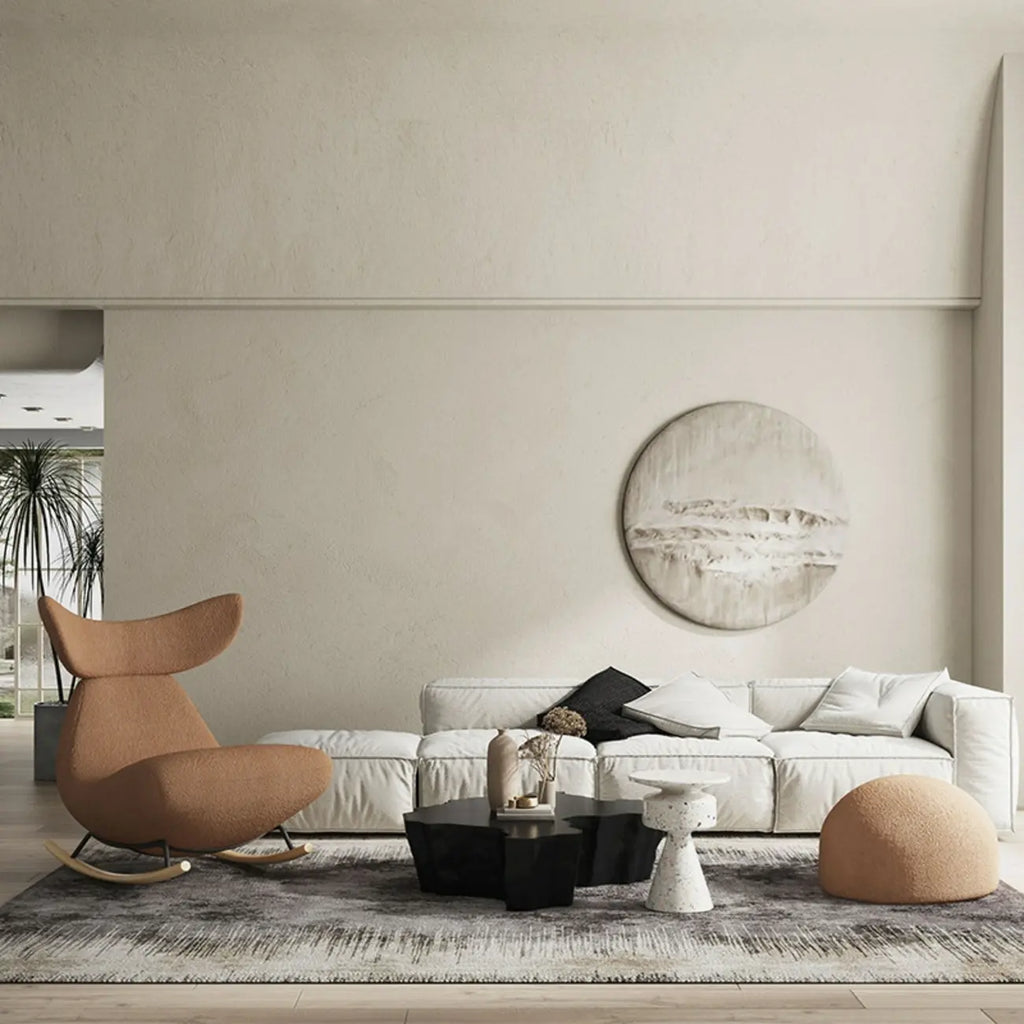 Upholstered Rocking Chair in Whale Shaped with Ottoman