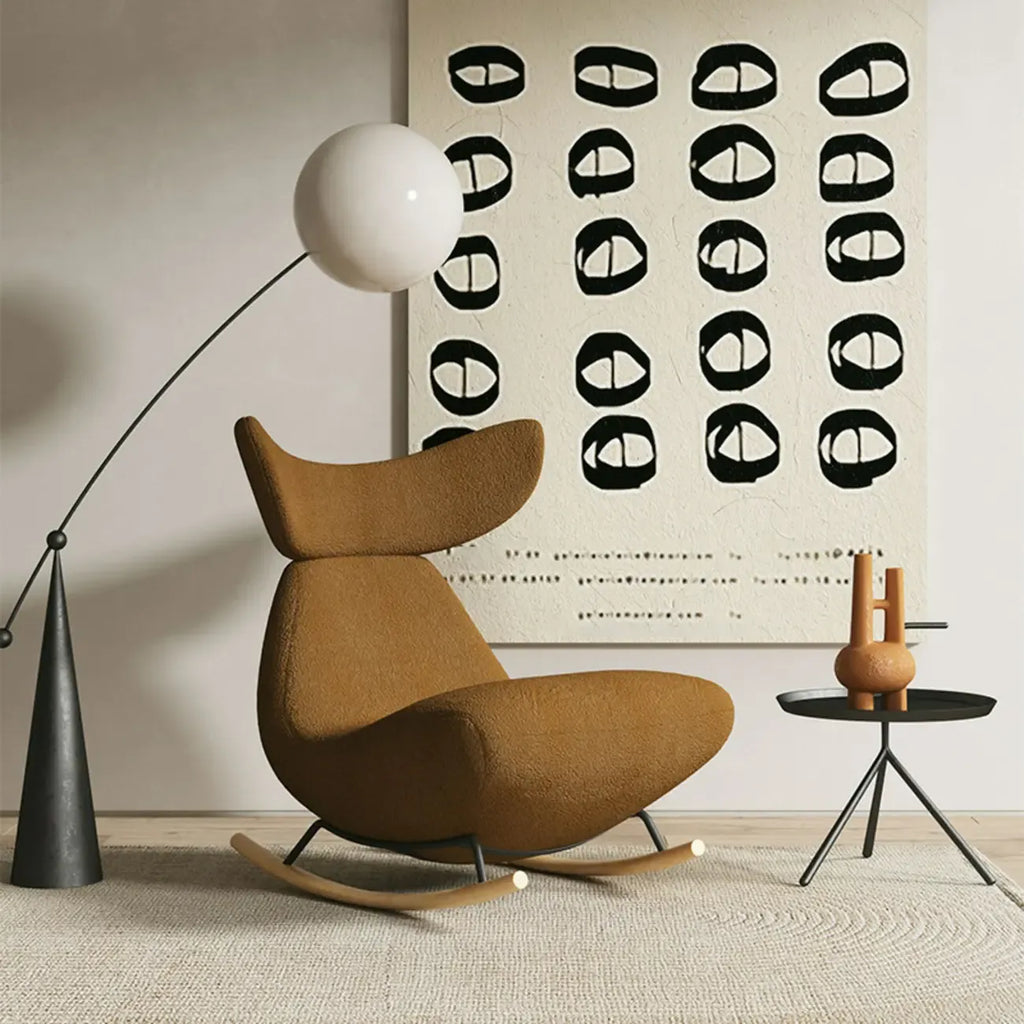 Upholstered Rocking Chair in Whale Shaped with Ottoman