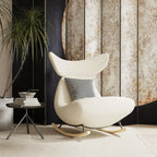 Upholstered Rocking Chair in Whale Shaped with Ottoman
