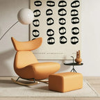 Upholstered Rocking Chair in Whale Shaped with Ottoman