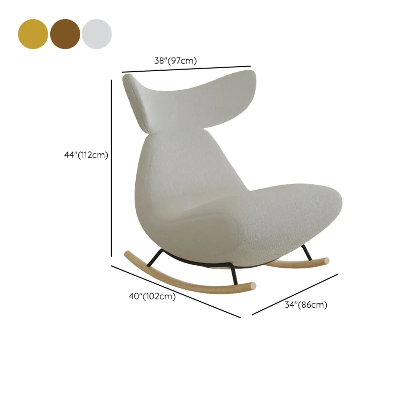 Upholstered Rocking Chair in Whale Shaped with Ottoman