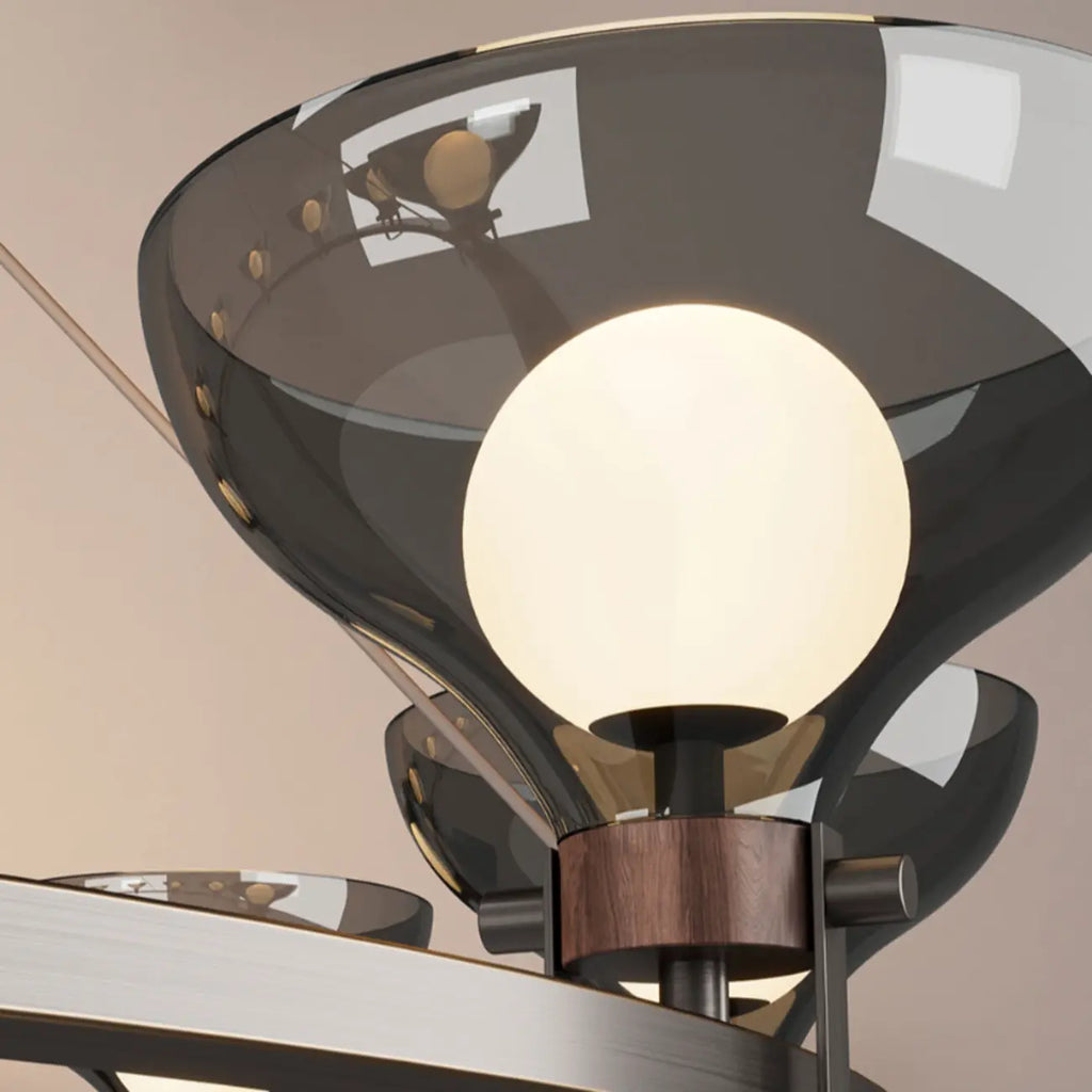 Black Industrial Metal Chandelier with Gray Glass Shade