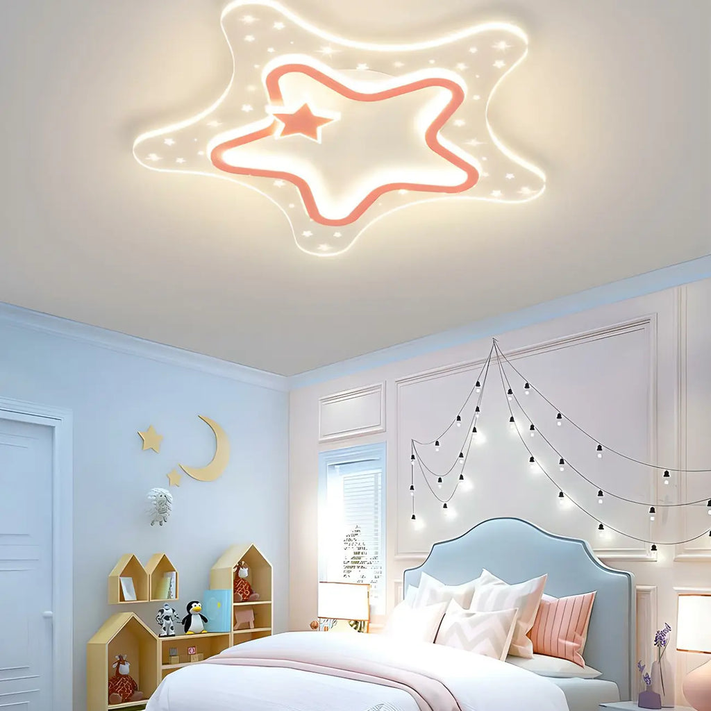 Dimmable Star LED Flush Ceiling Light for Kids Bedroom Decor
