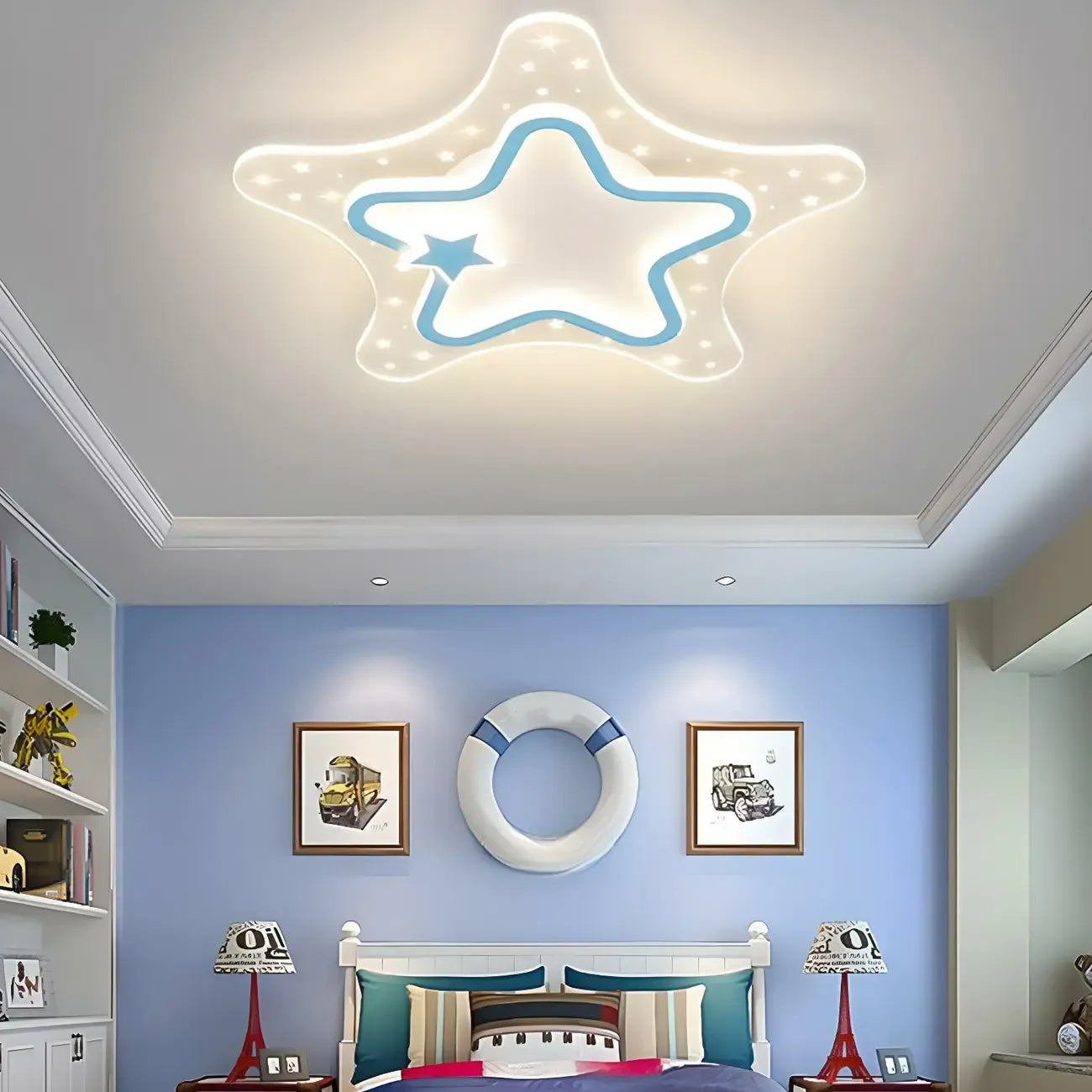 Dimmable Star LED Flush Ceiling Light for Kids Bedroom Decor