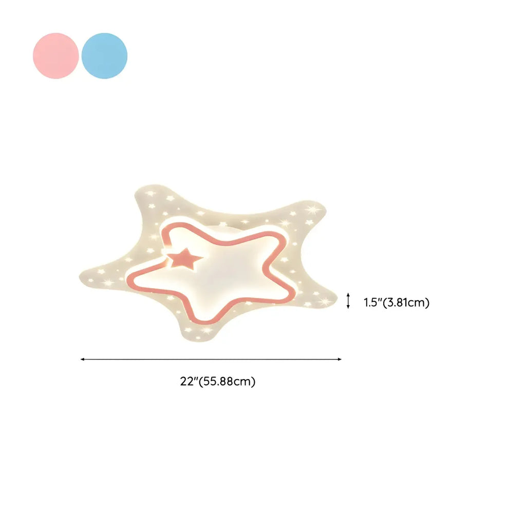 Dimmable Star LED Flush Ceiling Light for Kids Bedroom Decor