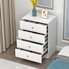 Narrow Wood 5-Drawer Vanity Dresser with Bulti-in Mirror
