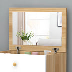 Narrow Wood 5-Drawer Vanity Dresser with Bulti-in Mirror