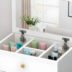 Narrow Wood 5-Drawer Vanity Dresser with Bulti-in Mirror