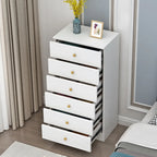 Narrow Wood 5-Drawer Vanity Dresser with Bulti-in Mirror
