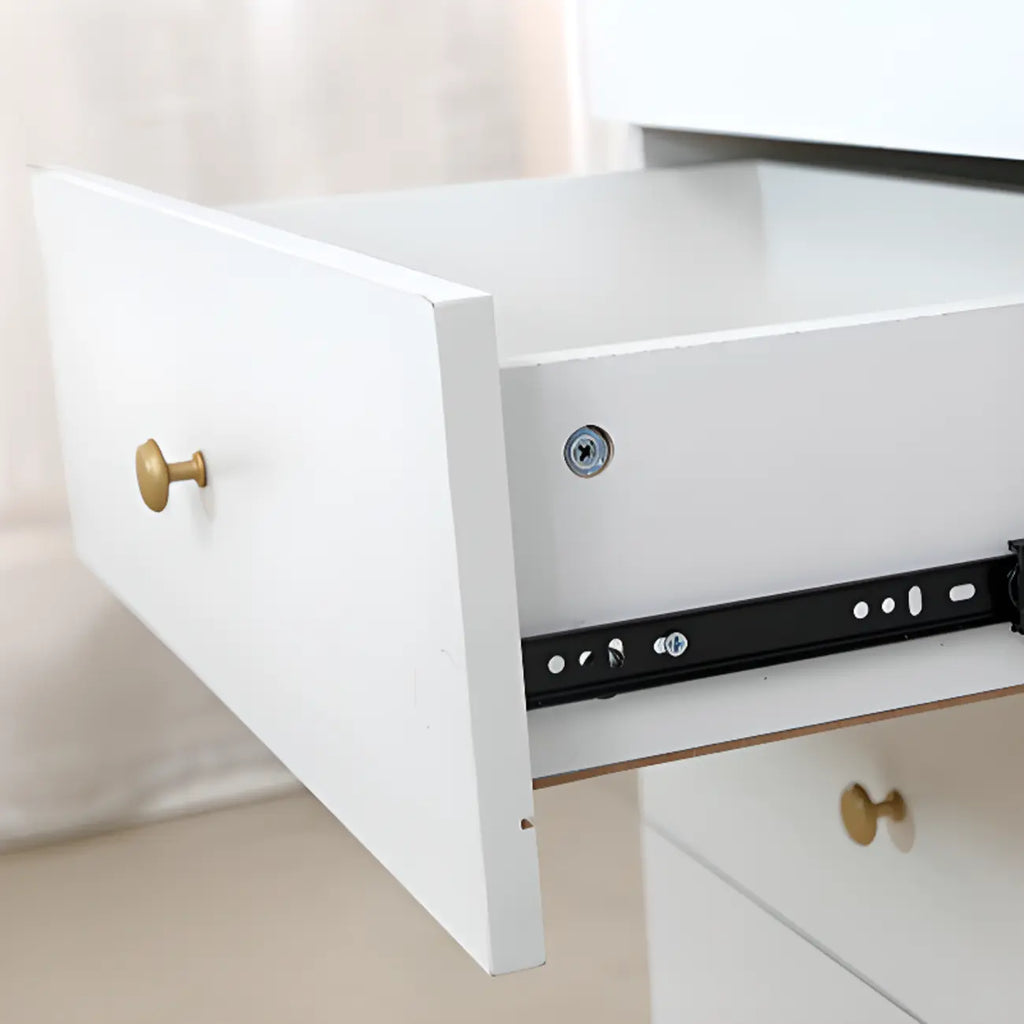 Narrow Wood 5-Drawer Vanity Dresser with Bulti-in Mirror