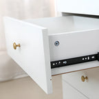 Narrow Wood 5-Drawer Vanity Dresser with Bulti-in Mirror