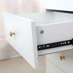 Narrow Wood 5-Drawer Vanity Dresser with Bulti-in Mirror
