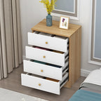 Narrow Wood 5-Drawer Vanity Dresser with Bulti-in Mirror