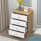 Narrow Wood 5-Drawer Vanity Dresser with Bulti-in Mirror