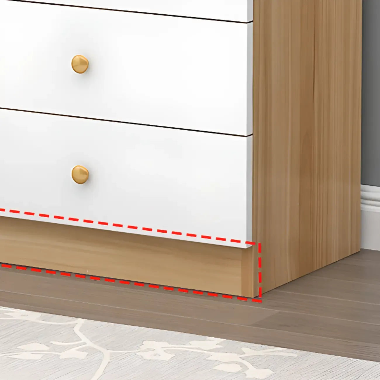 Narrow Wood 5-Drawer Vanity Dresser with Bulti-in Mirror