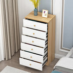Narrow Wood 5-Drawer Vanity Dresser with Bulti-in Mirror