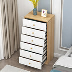 Narrow Wood 5-Drawer Vanity Dresser with Bulti-in Mirror