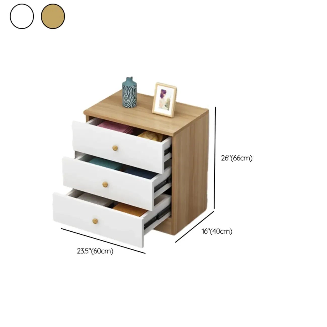 Narrow Wood 5-Drawer Vanity Dresser with Bulti-in Mirror