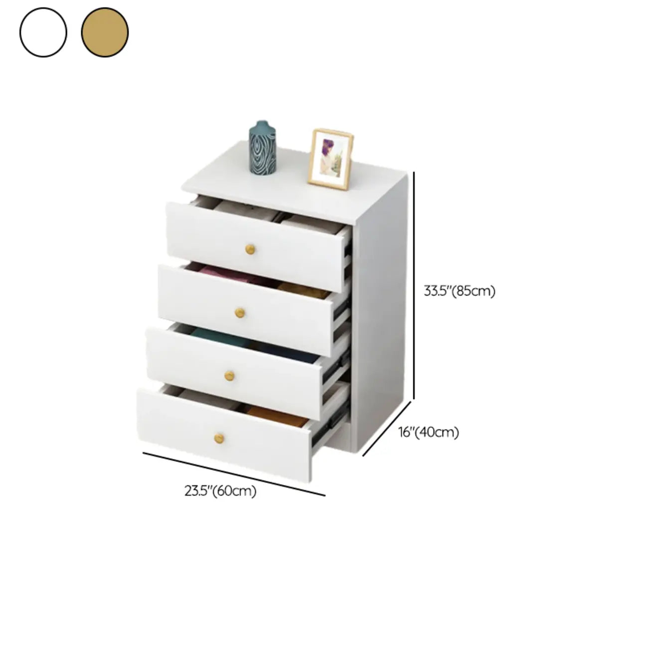 Narrow Wood 5-Drawer Vanity Dresser with Bulti-in Mirror