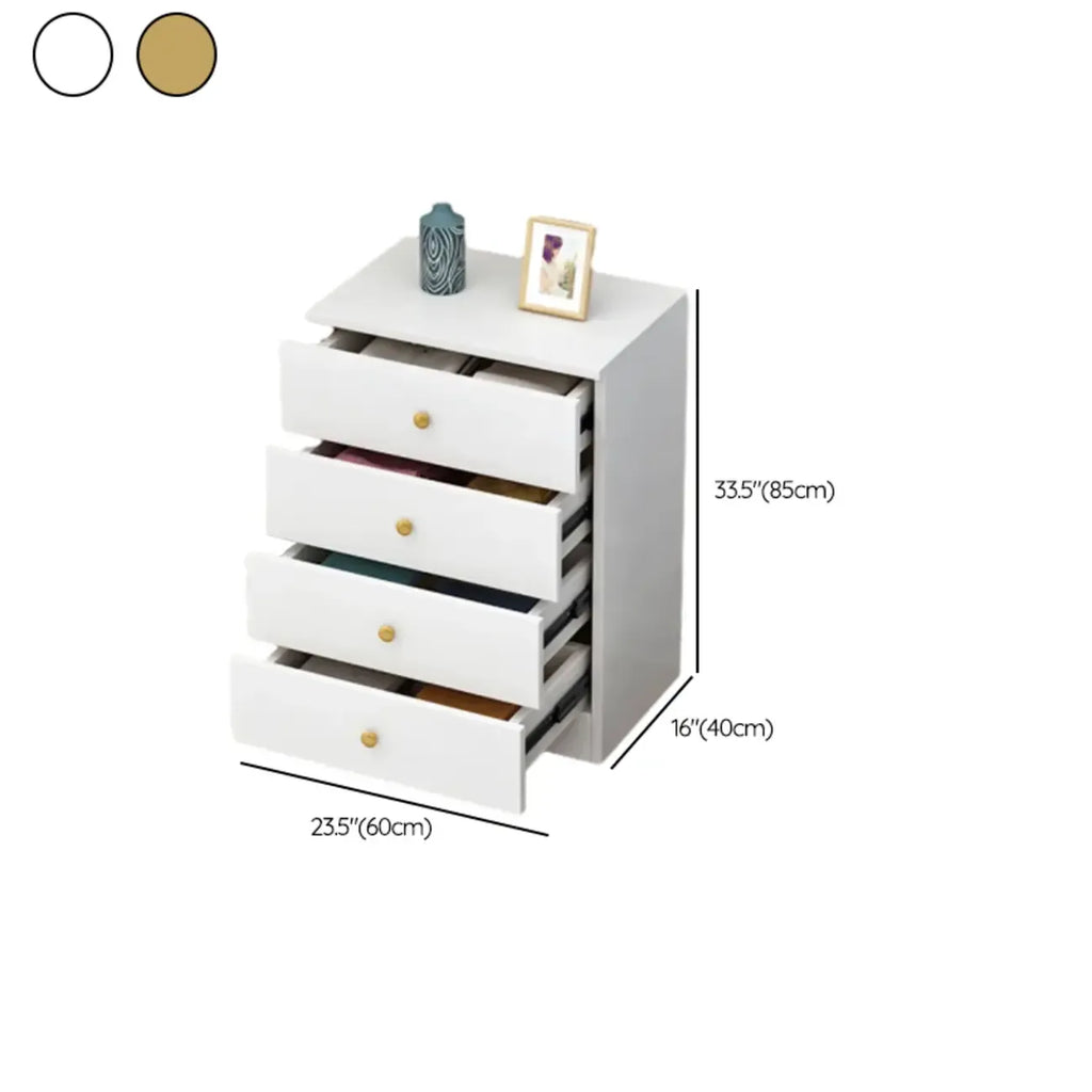 Narrow Wood 5-Drawer Vanity Dresser with Bulti-in Mirror