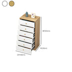 Narrow Wood 5-Drawer Vanity Dresser with Bulti-in Mirror
