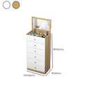 Narrow Wood 5-Drawer Vanity Dresser with Bulti-in Mirror