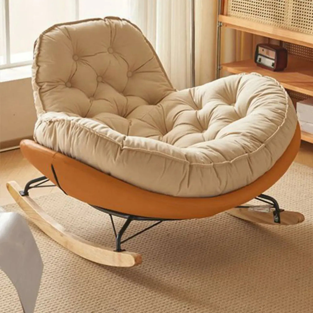 Comfortable Wide Seat Flannel Rocking Chair for Indoor