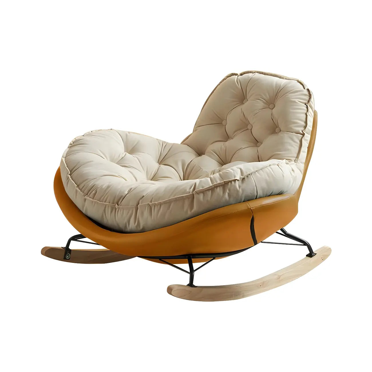 Comfortable Wide Seat Flannel Rocking Chair for Indoor