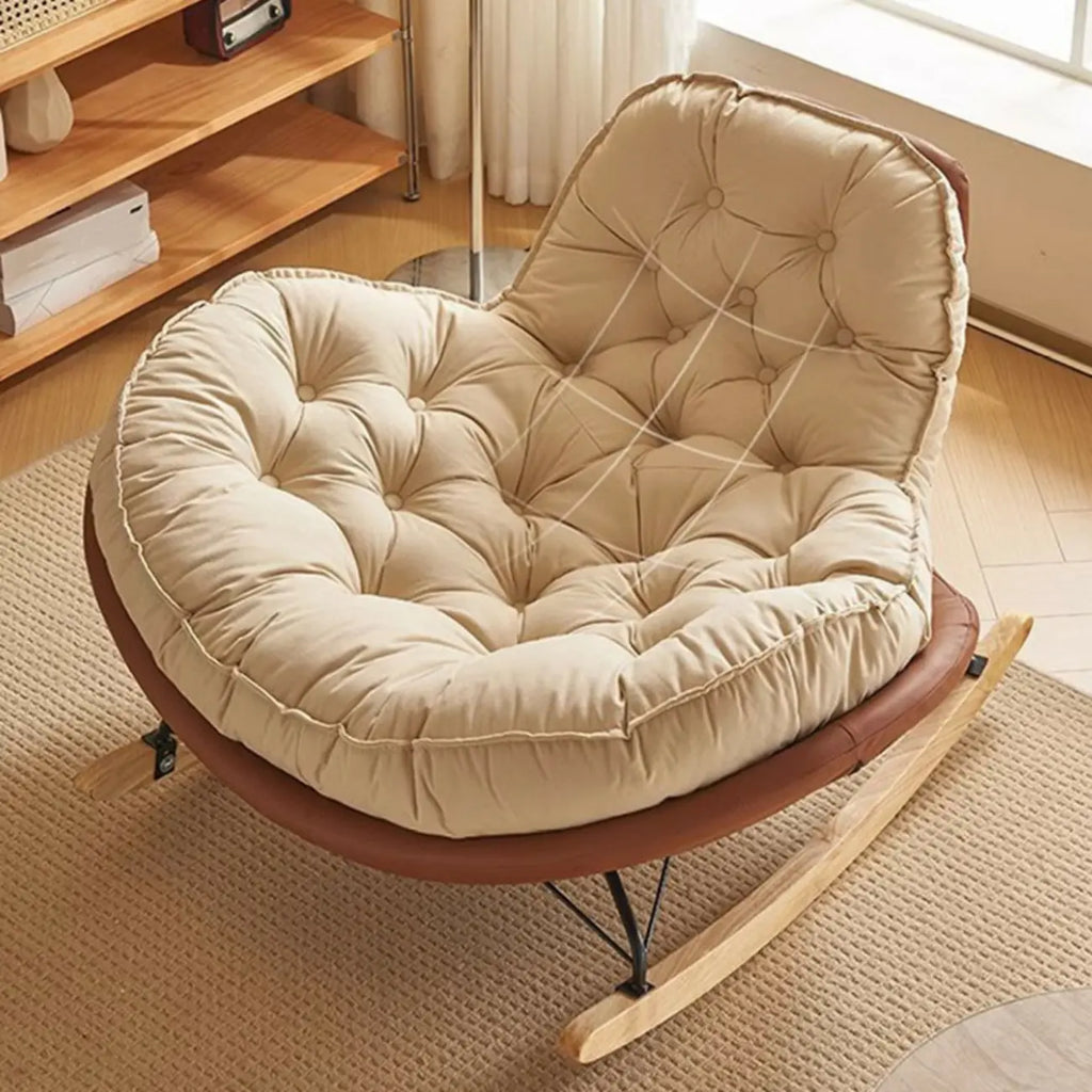 Comfortable Wide Seat Flannel Rocking Chair for Indoor
