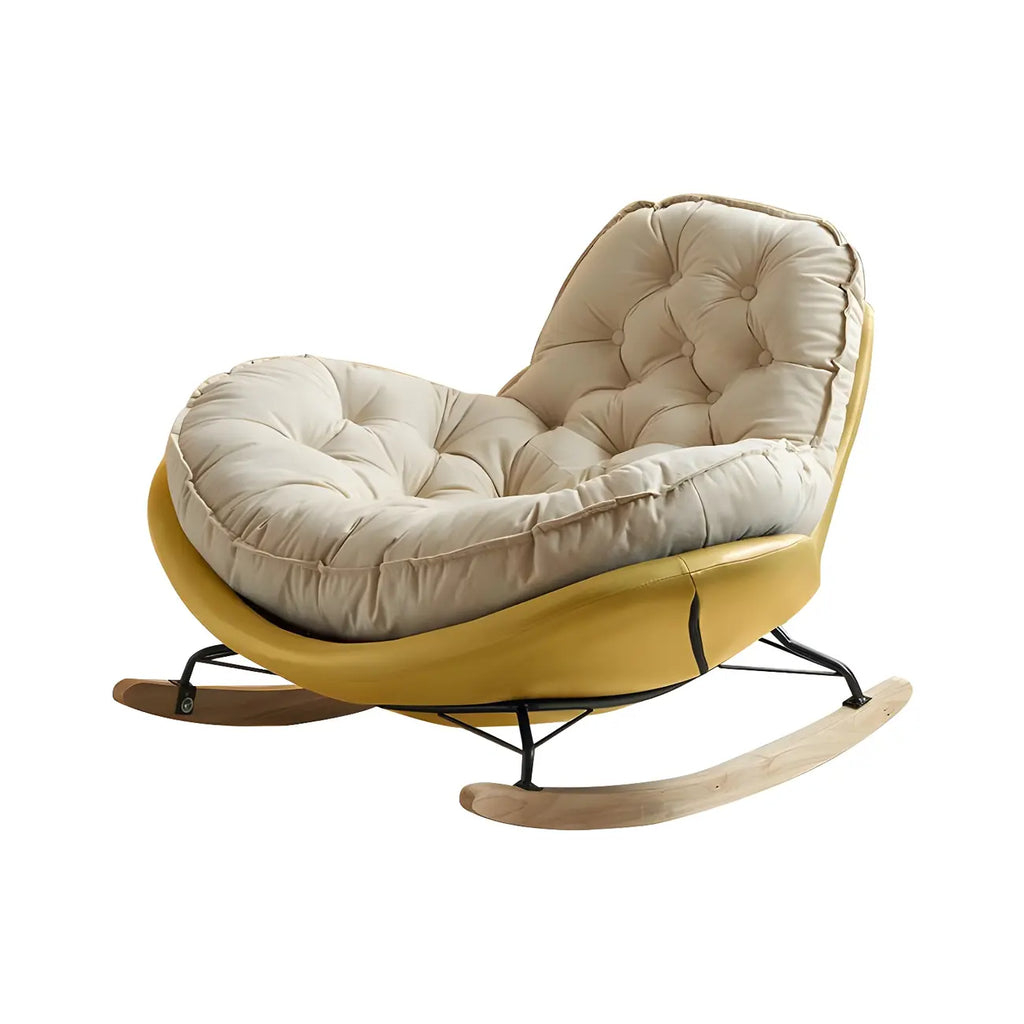 Comfortable Wide Seat Flannel Rocking Chair for Indoor