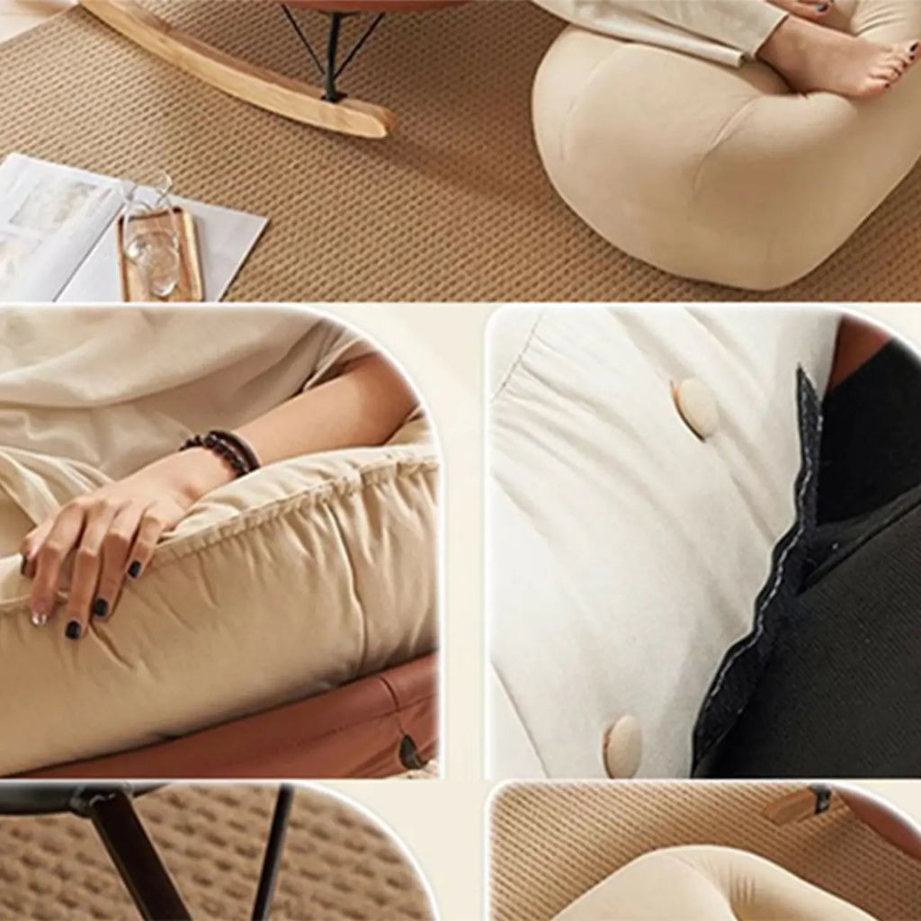 Comfortable Wide Seat Flannel Rocking Chair for Indoor