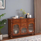 Mid-Century Modern Wood Bar Cabinet with Wine Rack