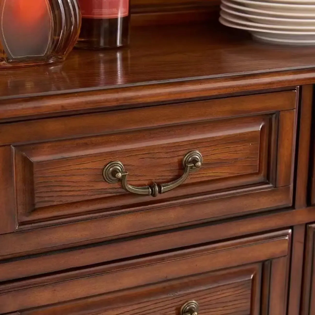 Mid-Century Modern Wood Bar Cabinet with Wine Rack