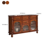 Mid-Century Modern Wood Bar Cabinet with Wine Rack