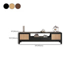 Bohemian White Wood Rattan Mesh TV Stand with Storage