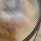 Round Natural Wood Side Table with Glass Top for Living Room