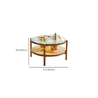 Round Natural Wood Side Table with Glass Top for Living Room