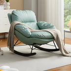Modern Blue Leather Upholstered Rocking Chair for Indoor