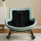Modern Blue Leather Upholstered Rocking Chair for Indoor