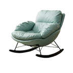 Modern Blue Leather Upholstered Rocking Chair for Indoor