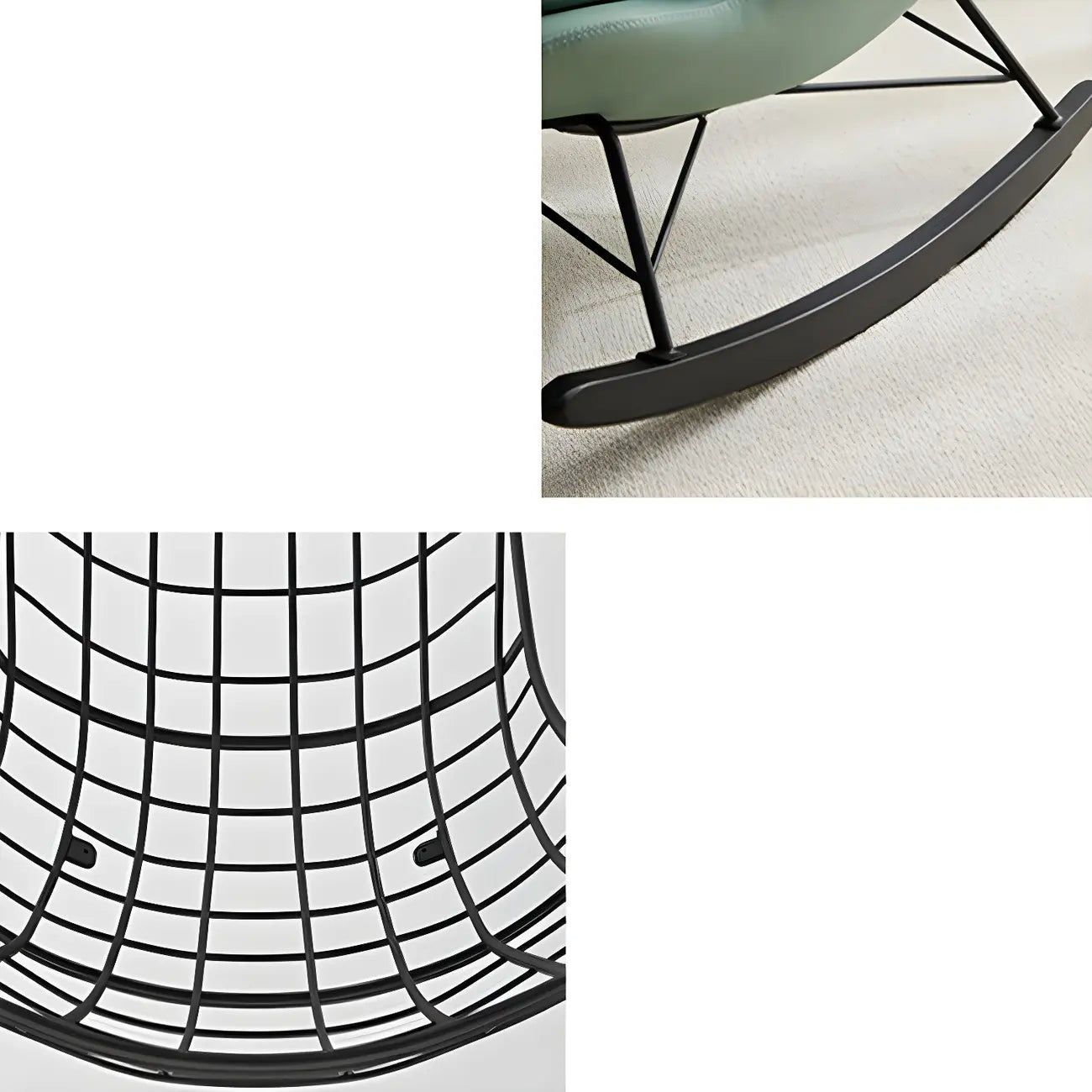 Modern Blue Leather Upholstered Rocking Chair for Indoor