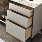 Modern Grey Sideboard with Glass Doors and Drawers